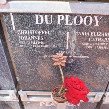 PLOOY Christoffel Johannes, du 1926-2020 &amp; Maria Elizabeth Catharina 1928-2015