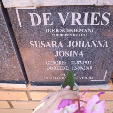 VRIES Susara Johanna Josina, de nee SCHOEMAN 1932-2018