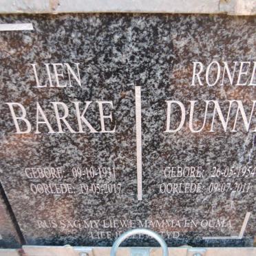 BARKE Lien 1931-2017 :: DUNNE Ronel 1954-2011