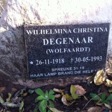DEGENAAR Wilhelmina Christina nee WOLFAARDT 1918-1993