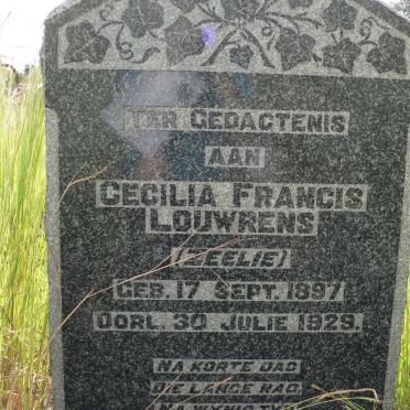 LOUWRENS Cecilia Francis nee ZEELIE 1897-1929
