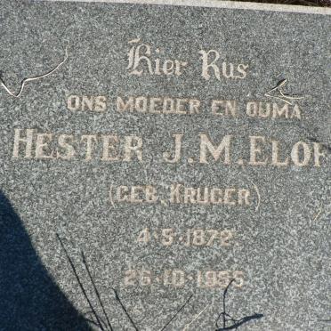 ELOFF Hester J.M nee KRUGER 1872-1955