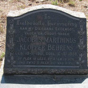 BEHRENS Jacobus Marthinus Klopper 1901-1958