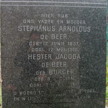 BEER Stephanus Arnoldus, de 1837-1916 &amp;  Hester Jacoba BURGER 1841-1917
