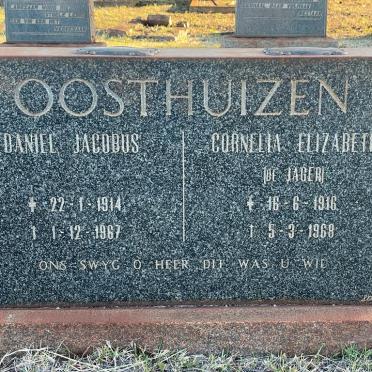 OOSTHUIZEN Daniel Jacobus 1914-1967 &amp; Cornelia Elizabeth DE JAGER 1916-1968