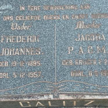 CALITZ Frederik Johannes 1895-1957 &amp; Jacoba P.A.C.M.P. KRUGER 1890-1959