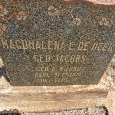 BEER Magdhalena E., de nee JACOBS 1850-1921