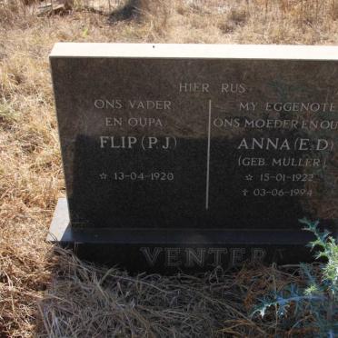 VENTER P.J. 1920- &amp; E.D. MULLER 1922-1994