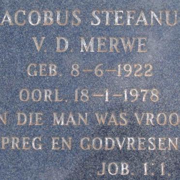 MERWE Jacobus Stefanus, v.d. 1922-1978