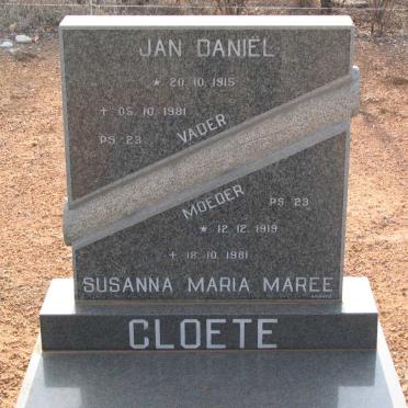 CLOETE Jan Daniel 1915-1981 &amp; Susanna Maria MAREE 1919-1981