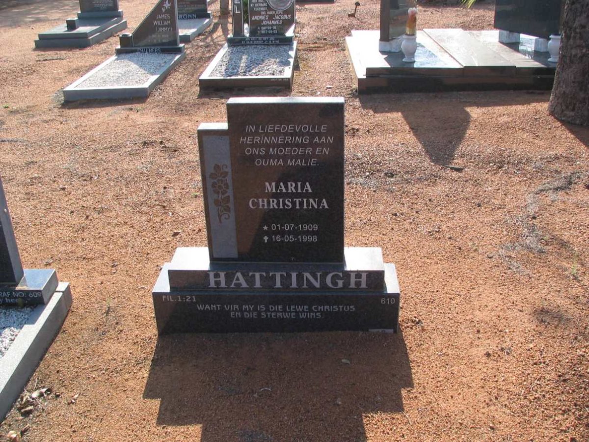 HATTINGH Maria Christina 1909-1998