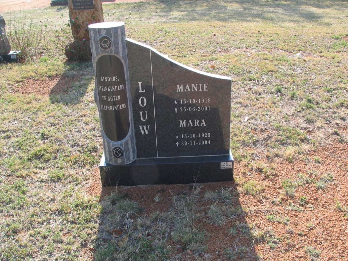 LOUW Manie 1919-2001 &amp; Mara 1925-2004