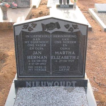 NIEUWOUDT Jan Herman 1918-1992 &amp; Martha Elizabeth J. 1929-