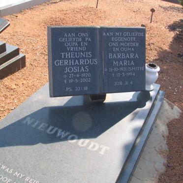 NIEUWOUDT Theunis Gerhardus Jasias 1920-2002 &amp; Barbara Maria SMITH 1931-1994