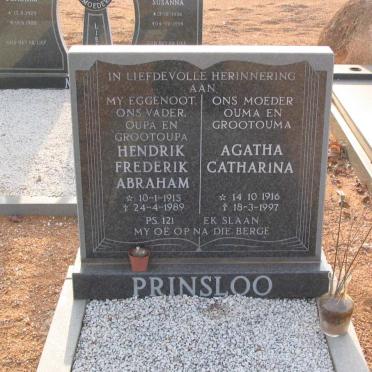 PRINSLOO Hendrik Frederik Abraham 1915-1989 &amp; Agatha Catharina 1916-1997