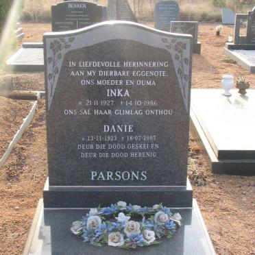 PARSONS Danie 1923-2007 &amp; Inka 1927-1986