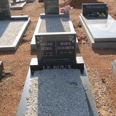 ROUX Willem Petrus, le 1944-1997 &amp; Maria Elizabeth 1947-