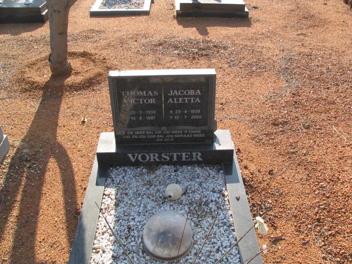 VORSTER Thomas Victor 1938-1997 &amp; Jacoba Aletta 1939-2000