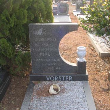 VORSTER Elsa nee V.D. WESTHUIZEN 1953-1989