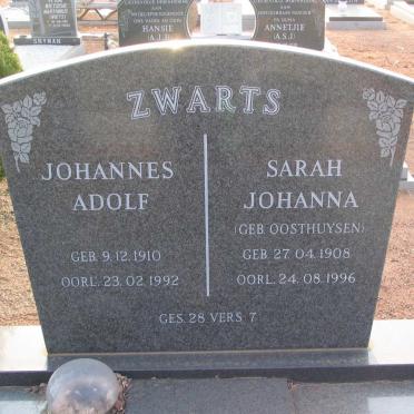 ZWARTS Johannes Adolf 1910-1992 &amp; Sarah Johanna OOSTHUYSEN 1908-1996