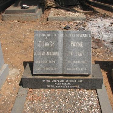 DE LANGE Adriaan Jacobus 1954-1974 :: PAYNE Joy Dawn 1957-1974