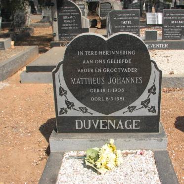 DUVENAGE Mattheus Johannes 1906-1981