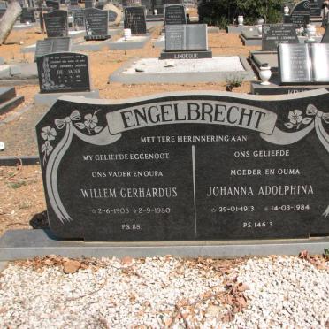 ENGELBRECHT Willem Gerhardus 1905-1980 &amp; Johanna Adolphina 1913-1984