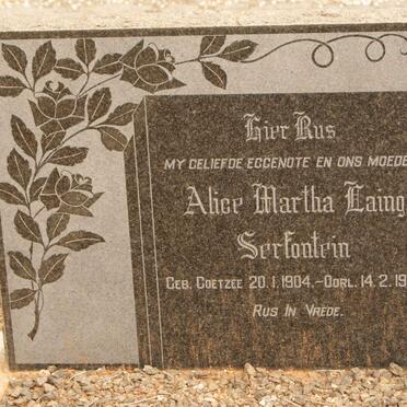 SERFONTEIN Alice Martha Laing nee COETZEE 1904-1953