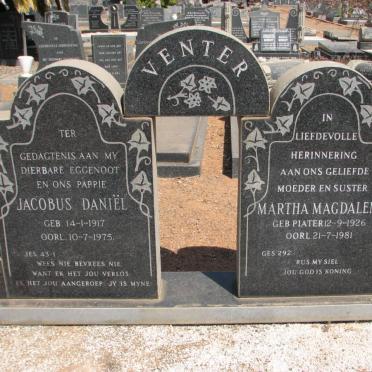 VENTER Jacobus Daniel 1917-1975 &amp; Martha Magdalena PIATER 1926-1981
