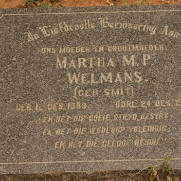 WELMANS Martha M.P. nee SMIT 1889-1958