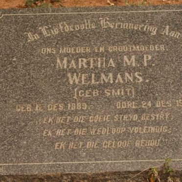 WELMANS Martha M.P. nee SMIT 1889-1958