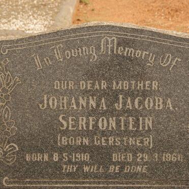 SERFONTEIN Johanna Jacoba nee GERSTNER 1910-1960