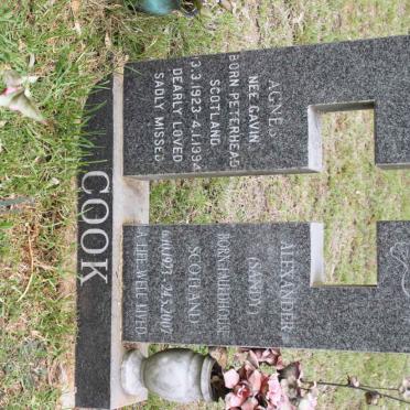 COOK Alexander 1923-2007 &amp; Agnes GAVIN 1923-1994