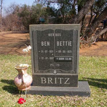 BRITZ Ben 1921-1997 &amp; Bettie 1925-2004