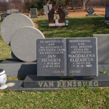 RENSBURG Jan Hendrik, van 1908-1994 &amp; Magdalena Elizabeth 1918-2007