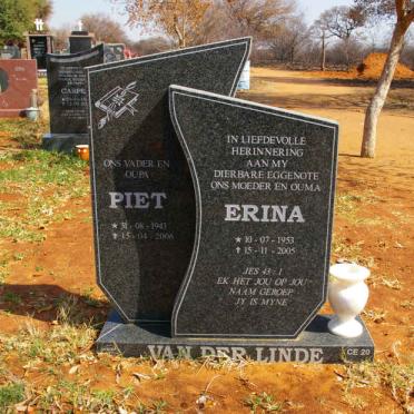 LINDE Piet, van der 1943-2006 &amp; Erina 1953-2005