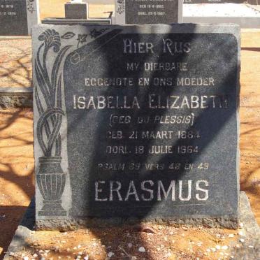 ERASMUS Isabella Elizabeth nee DU PLESSIS 1864-1964
