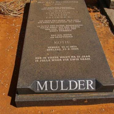 MULDER Cornelius Willem Frederick 1922-1990 &amp; Kotie 1923-2005