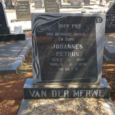 MERWE Johannes Petrus, van der 1888-1978