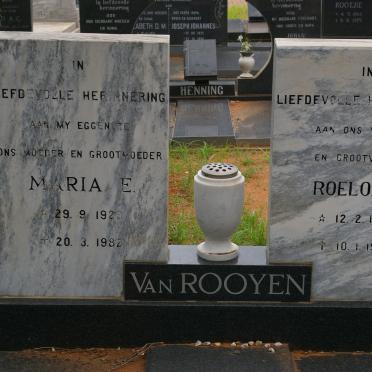 ROOYEN Roelof J., van 1915-1991 &amp; Maria E. 1920-1982