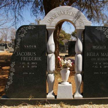RENSBURG Jacobus Frederik, Janse van 1893-1979 &amp; Heila Maria BEHRENS 1901-1977