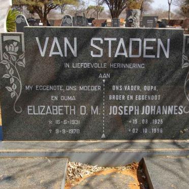 STADEN Joseph Johannes, van 1925-1996 &amp; Elizabeth D.M. 1931-1978