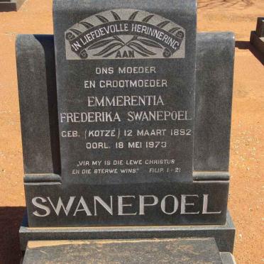 SWANEPOEL Emmerentia Frederika nee KOTZE 1892-1973