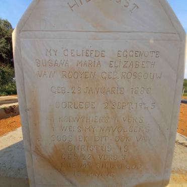 ROOYEN Susana Maria Elizabeth, van nee ROSSOUW 1880-1945