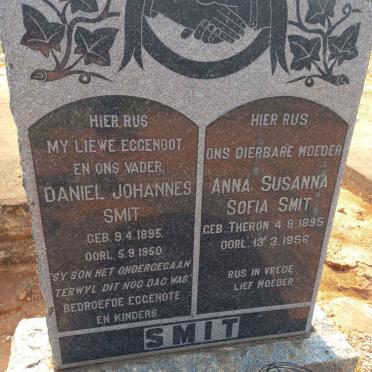 SMIT Daniel Johannes 1895-1950 &amp; Anna Susanna Sofia THERON 1895-1956