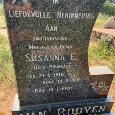 ROOYEN Susanna E., van nee PIENAAR 1916-1971
