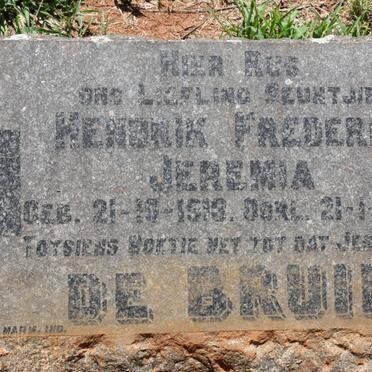 BRUIN Hendrik Frederik Jeremia, de 1919-1929 