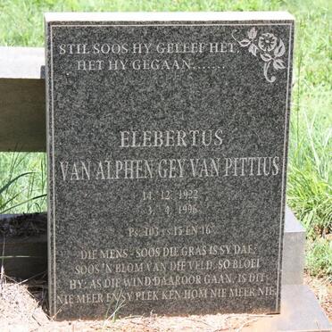 PITTIUS Elebertus, van Alphen Gey van 1922-1996