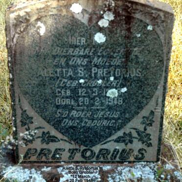PRETORIUS Aletta S. nee GROBLER 1909-1948