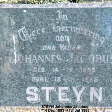 STEYN Johannes Jacobus 1883-1985